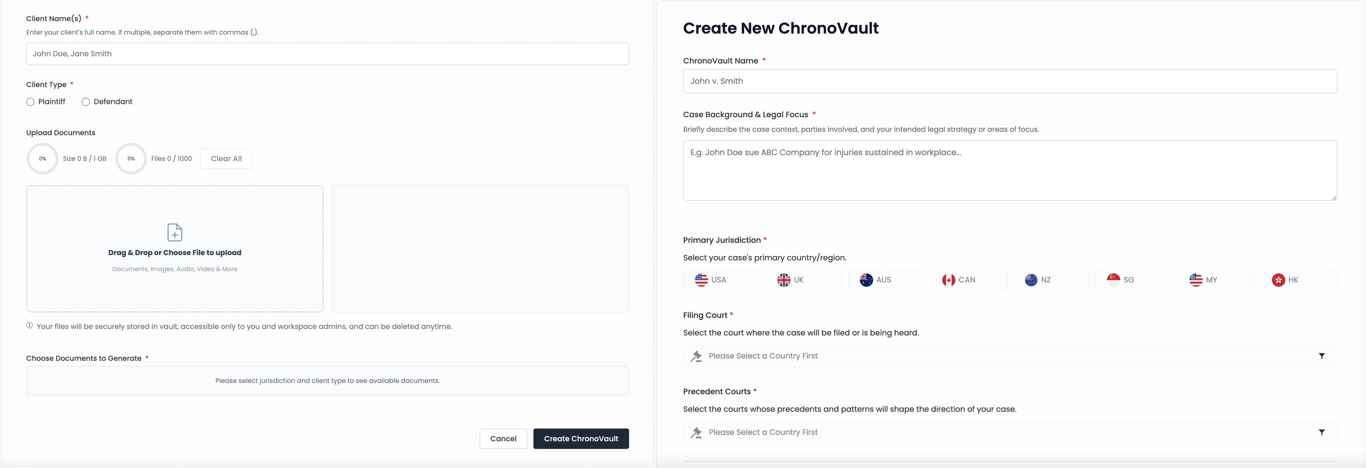 Uploading Documents into ChronoVault