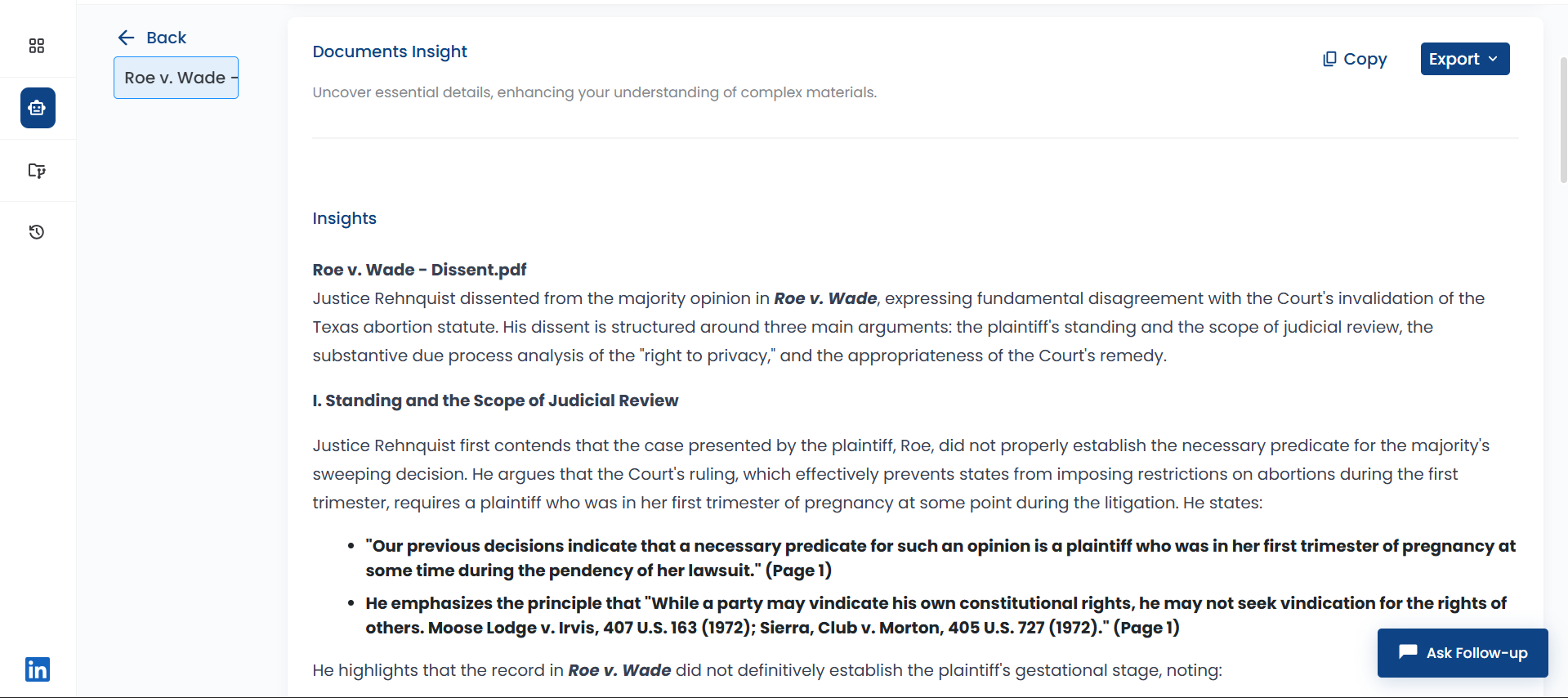 NexLaw Document Insights Dashboard