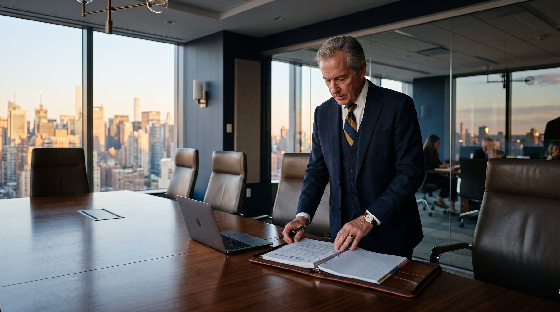 Commercial litigation trial team reviewing citation-anchored chronology on NexLaw